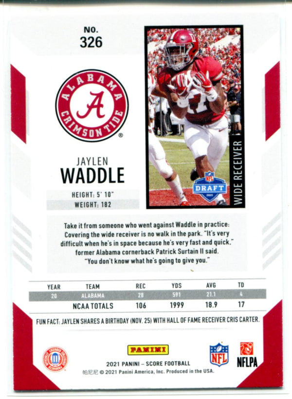 Jaylen Waddle 2021 Panini Score Rookie Card #326