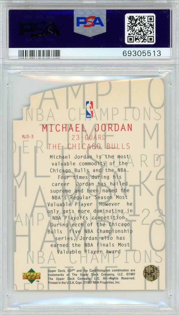 Michael Jordan 1997 UD3 MJ3 Card #MJ3-3 (PSA Gem Mt 10)