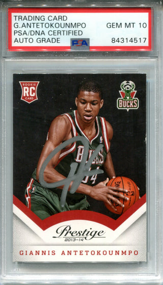 Giannis Antetokounmpo Autographed 2013-14 Panini Prestige Rookie Card (PSA)