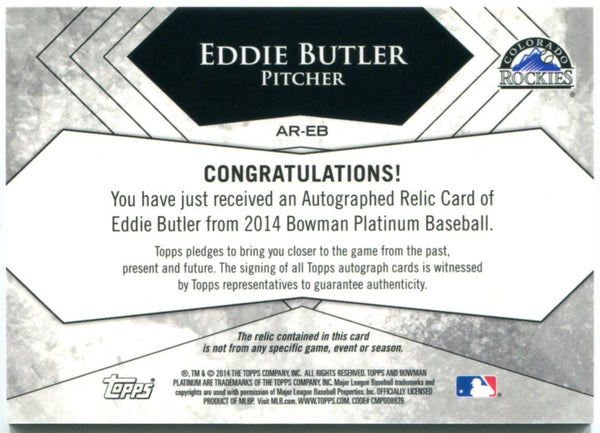 Eddie Butler Bowman Platinum Auto Jersey Card 49/50 2014