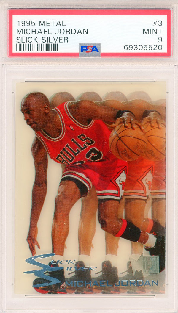 Michael Jordan 1995 Fleer Metal Slick Silver Card #3 (PSA Mint 9)