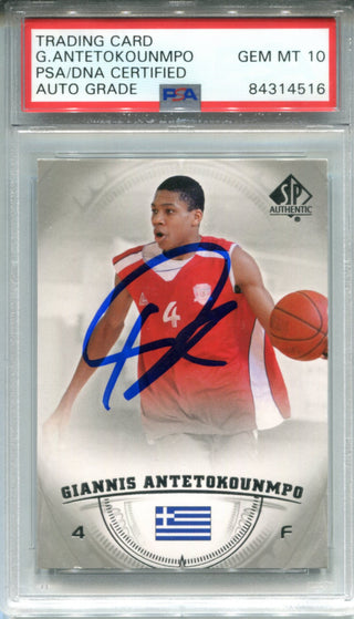 Giannis Antetokounmpo Autographed 2013-14 Upper Deck SP Rookie Card (PSA)