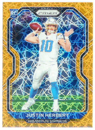 Justin Herbert 2020 Panini Prizm Orange Laser Prizm Rookie Card #325