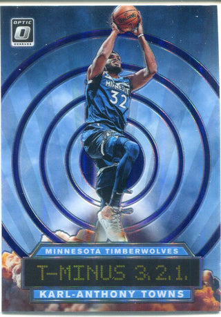 Karl-Anthony Towns 2019-20 Donruss Optic Purple Holo T-Minus 3.2.1. Card