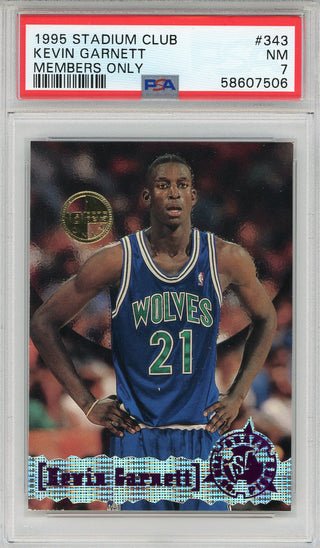 Kevin Garnett 1995 Topps Stadium Club Members Only Card #343 (PSA NM 7)