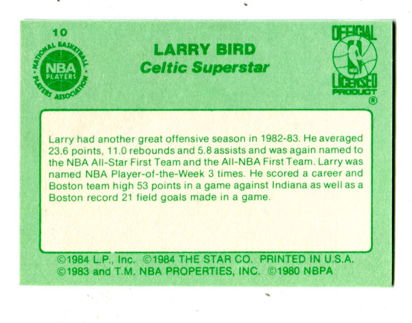 Larry Bird 1984 Star Company #10 Card