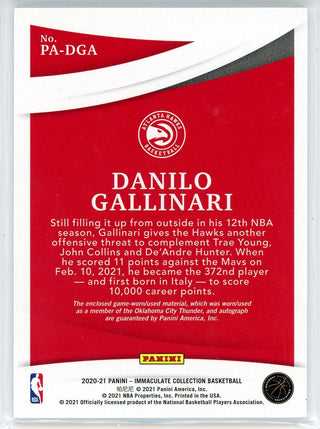 Danilo Gallinari Autographed 2020-21 Panini Immaculate Collection Patch Card