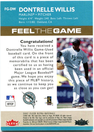 Dontrelle Willis 2007 Fleer Ultra Game Worn Jersey Card