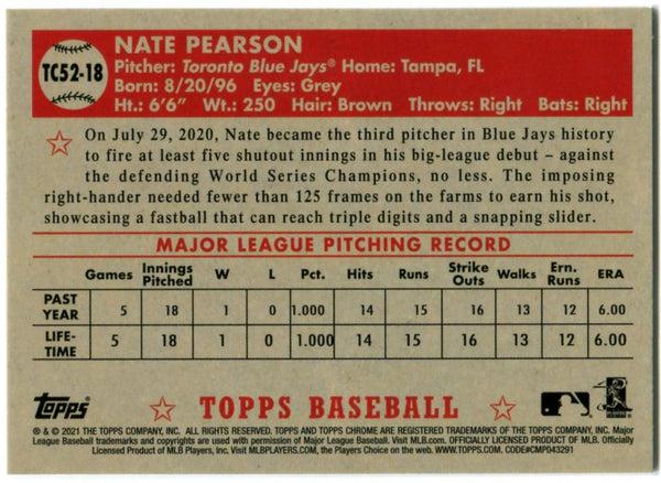 Nate Pearson Topps Chrome Rookie 2021