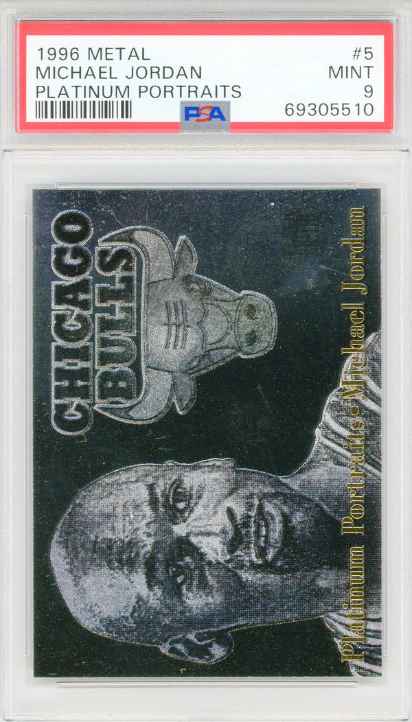 Michael Jordan 1996 Fleer Metal Platinum Portraits Card #5 (PSA Mint 9)