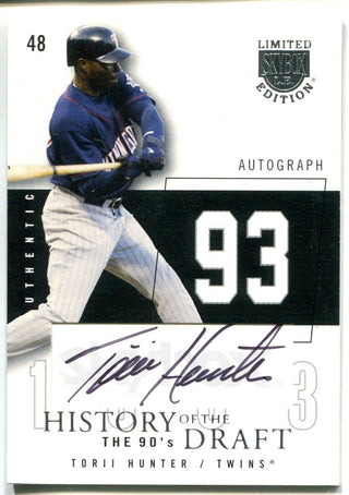 Torii Hunter 2004 Fleer History of the Draft Autographed Card #171/199