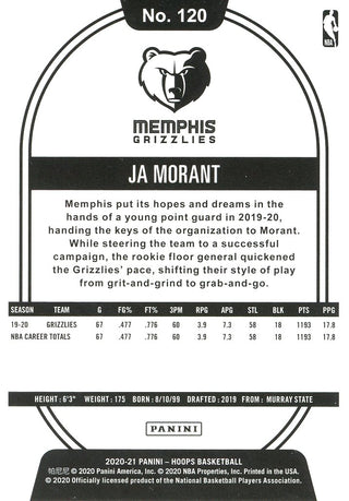 Ja Morant 2020 NBA Hoops Card