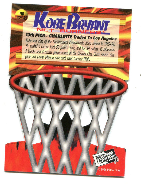 Kobe Bryant 1996 Press Pass Net Burners #NB13 Die-Cut Card