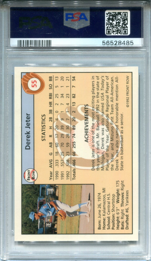 Derek Jeter 1992 Front Row Draft Pick Gold Rookie Card (PSA)