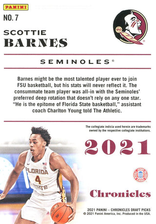 Scottie Barnes 2021 Chronicles Rookie Card