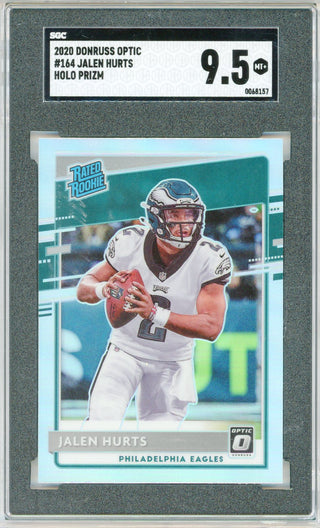 Jalen Hurts 2020 Panini Donruss Optic Holo Prizm Rated Rookie Card #164 (SGC MT+ 9.5)