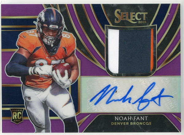 Noah Fant Autographed 2019 Panini Select Prizm Rookie Jersey Card /15