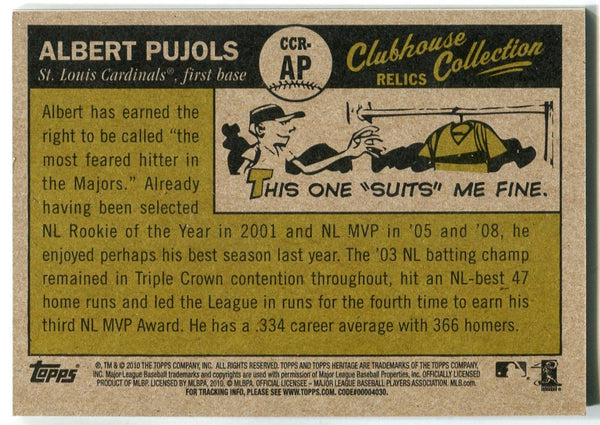 Albert Pujols 2010 Topps Heritage Clubhouse Collection Game-Used Bat