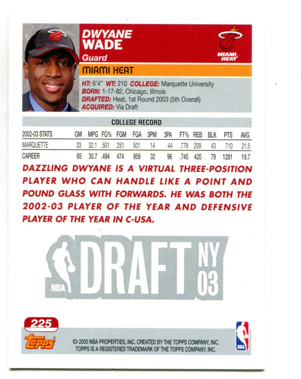 Dwyane Wade 2003-04 Topps #225 Card