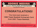 Adonis Medina Autographed 2021 Topps Rookie Card #86B-AM