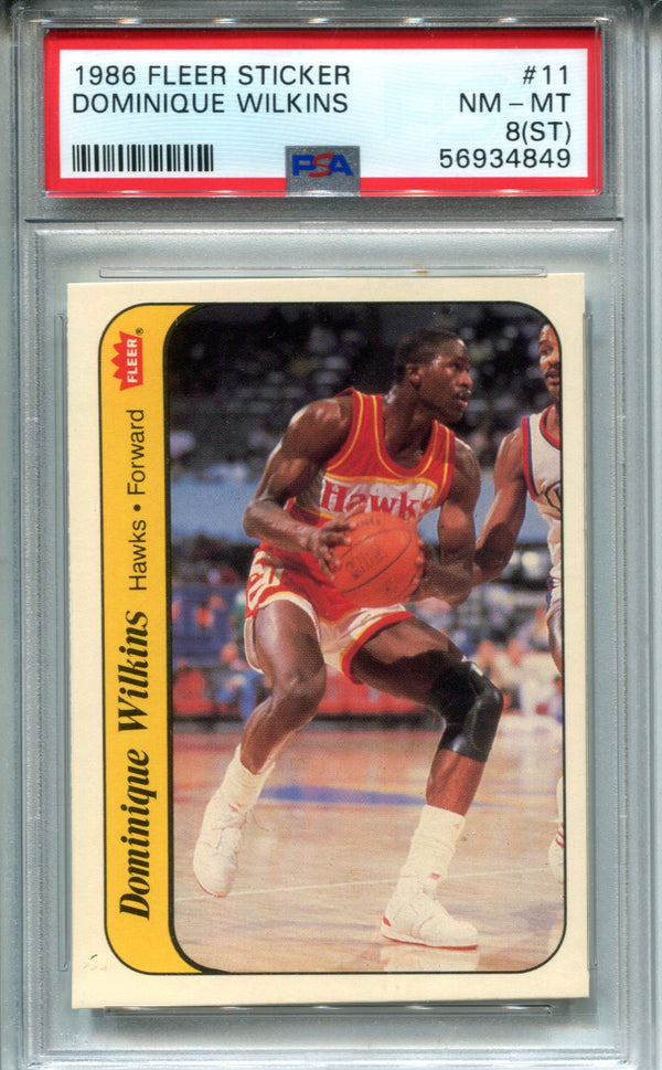 Dominique Wilkins 1986 Fleer Sticker #11 PSA NM-MT 8 (ST) Card