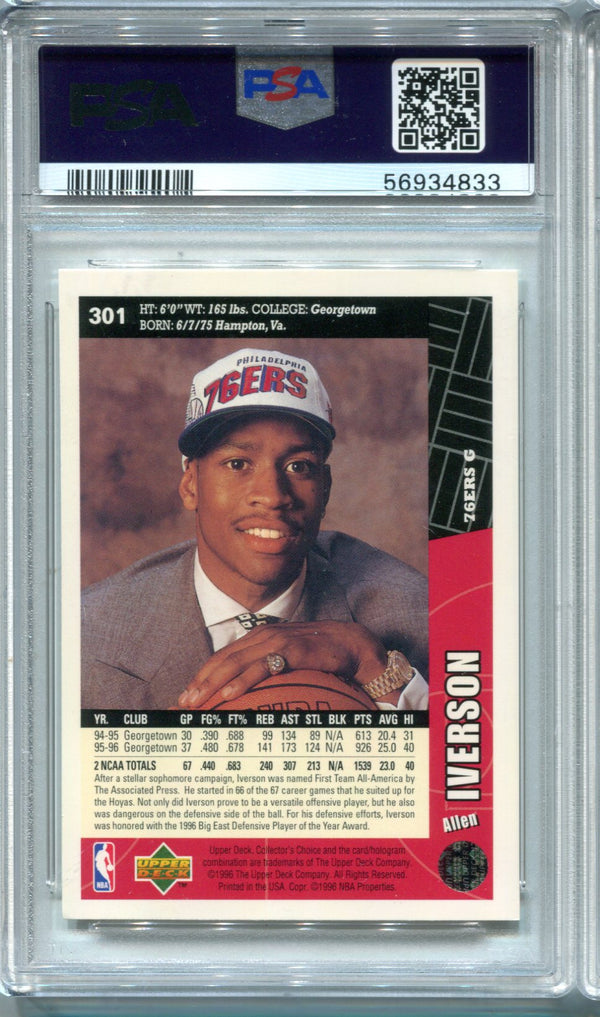 Allen Iverson 1996 Collectors Choice #301 PSA NM-MT 8 Card