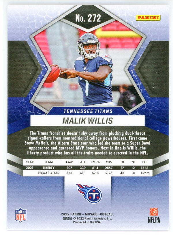 Malik Willis 2022 Panini Mosaic Rookie Card #272