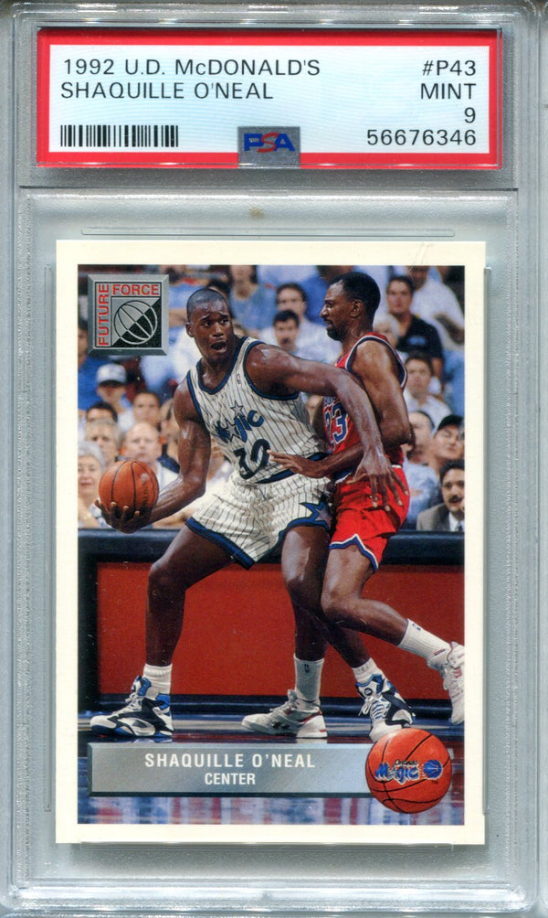 Shaquille O`Neal 1992 Upper Deck McDonald`s #P43 PSA Mint 9 Card