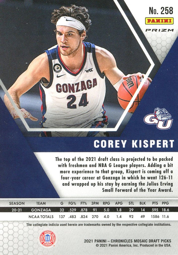 Corey Kispert 2021 Mosaic Rookie Card