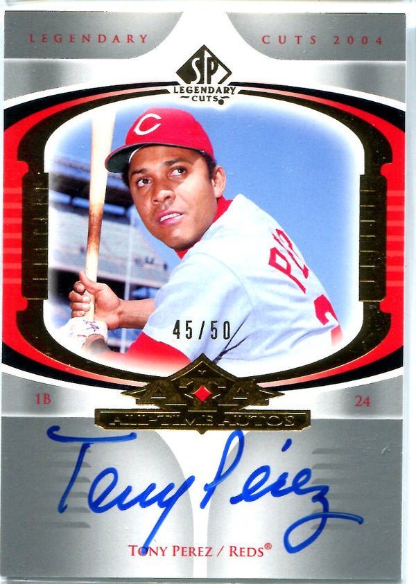 Tony Perez 2004 Upper Deck Legendary Cuts Autographed Card #45/50