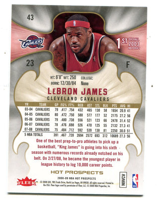 Lebron James 2008-09 Fleer Hot Prospects #43 Card