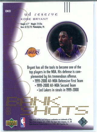 Kobe Bryant 2001 Upper Deck Bank Shots Card #BK8