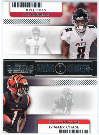 Ja'Marr Chase & Kyle Pitts 2021 Panini Contenders Round 1 Numbers Rookie Card #RN-KPI