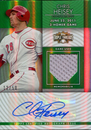 Chris Heisey Autographed 2012 Topps Triple Threads Jersey Card