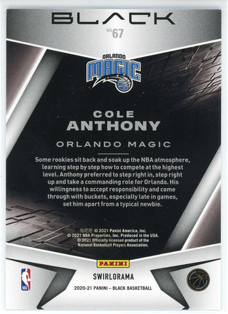 Cole Anthony 2020-21 Panini Black Swirlorama Rookie Card #67