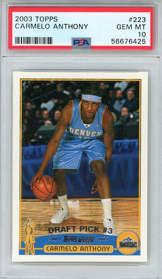 Carmelo Anthony 2003 Topps Rookie Card #223 (PSA Gem MT 10)