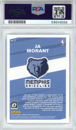 Ja Morant 2019 Panini Donruss Optic My House Rookie Card #7 (PSA Gem Mint 10)