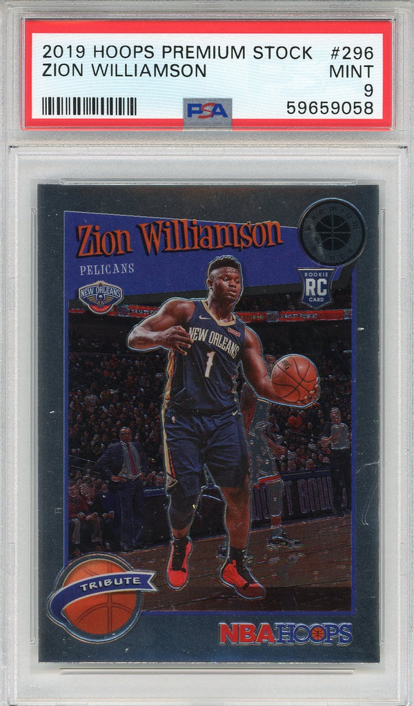 Zion Williamson 2019 Panini Hoops Premium Stock Rookie Card #296 (PSA Mint 9)