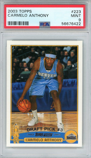 Carmelo Anthony 2003 Topps Rookie Card #223 (PSA Mint 9)