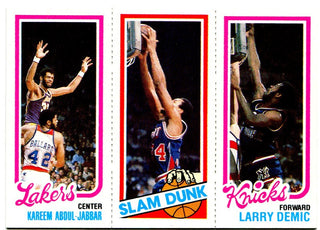 Kareem Abdul Jabbar Austin Carr Calvin Natt 1980 Topps Triple Card