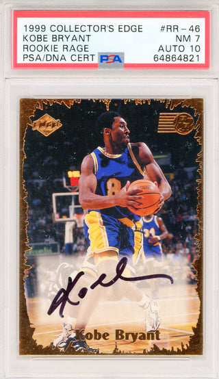 Kobe Bryant Autographed 1999 Collector's Edge Rookie Rage Card #RR-46 (PSA NM 7/Auto 10)