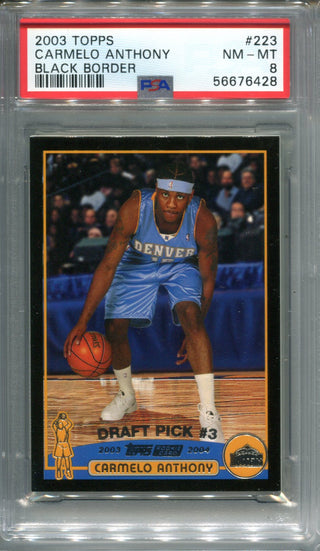 Carmelo Anthony 2003 Topps #223 Black Border PSA NM-MT 8 Card /500