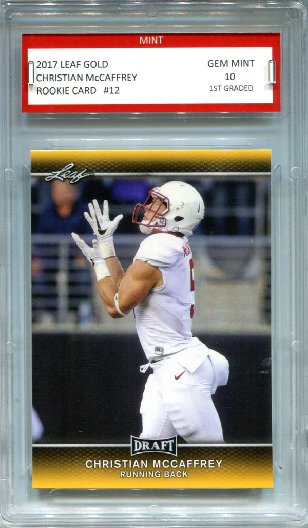 Christian McCaffrey 2017 Leaf Gold #12 Card (1st Graded)