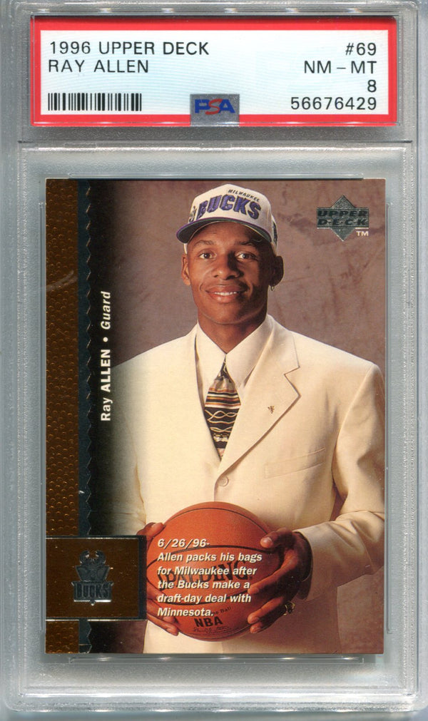 Ray Allen 1996 Upper Deck #69 PSA NM-MT 8 Card