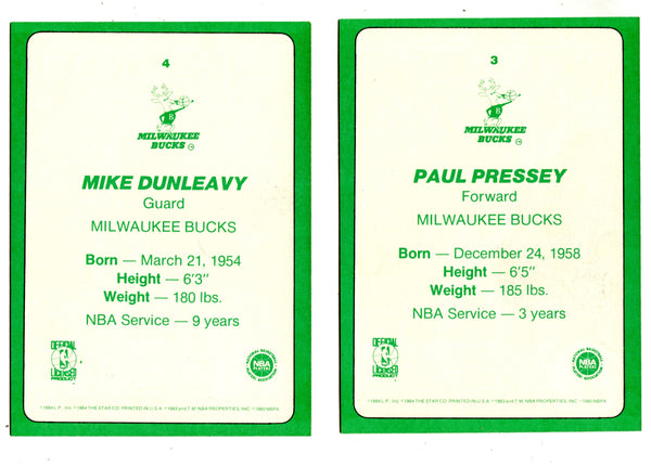 1985-86 Star Milwaukee Bucks Team Super Complete set #MB1-MB5