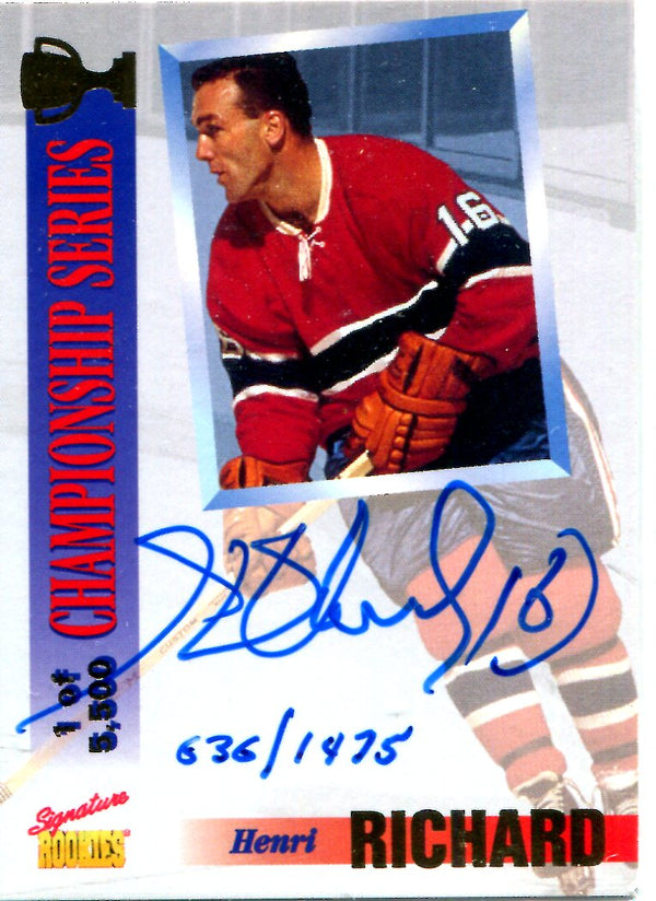 Henri Richard 1995 Signature Rookies Autographed Card #636/1475