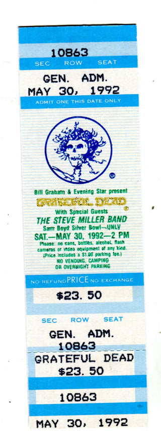 Grateful Dead with Steve Miller Band UNLV May 30,1992 Full Concert Ticket