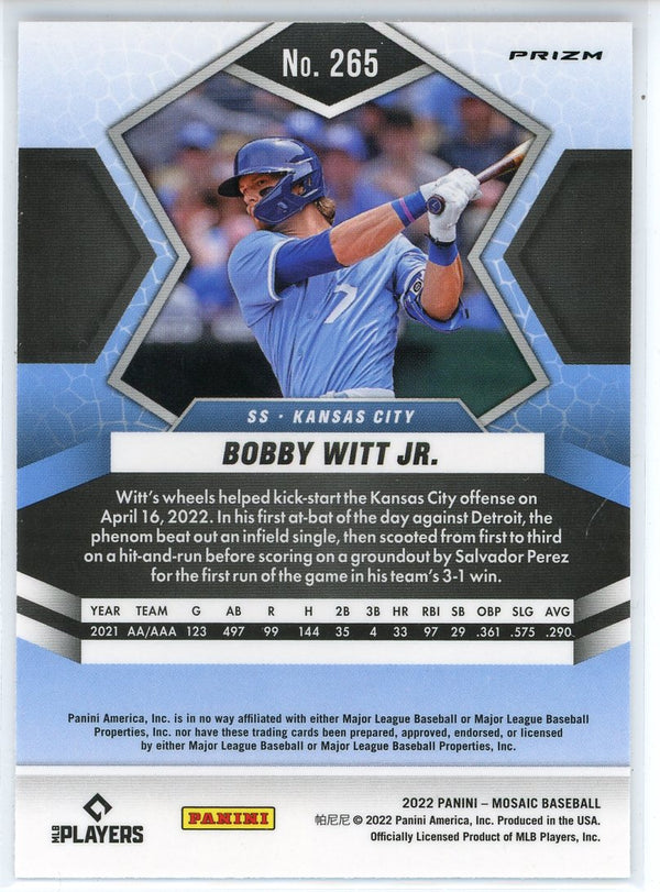 Bobby Witt Jr. 2022 Panini Mosaic Red Prizm Rookie Card #265