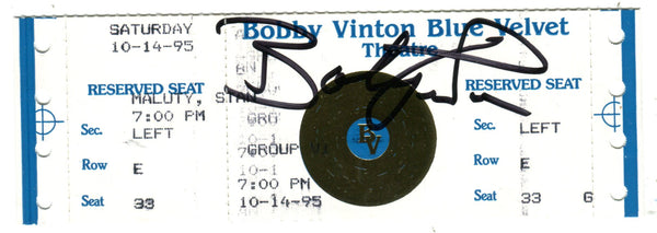 Bobby Vinton Blue Velvet Theatre October 14,1995 Full Concert Ticket