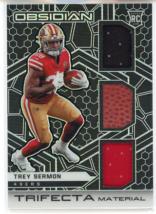 Trey Sermon 2021 Panini Obsidian Trifecta Material Rookie Card #TM-TS